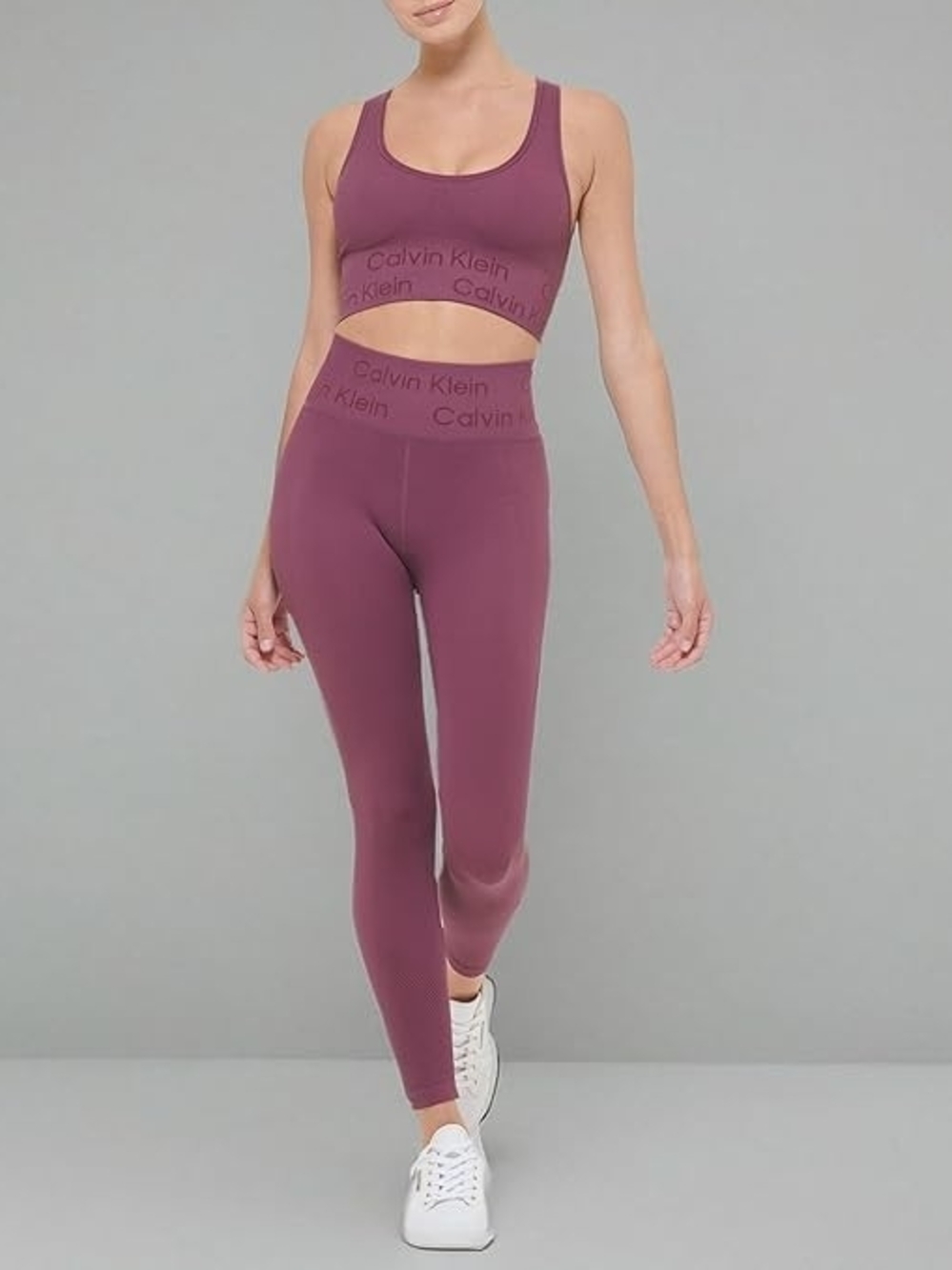 CK Seamless High-Waist Ribbed Leggings - Dusty Rose - Picture 11 of 16